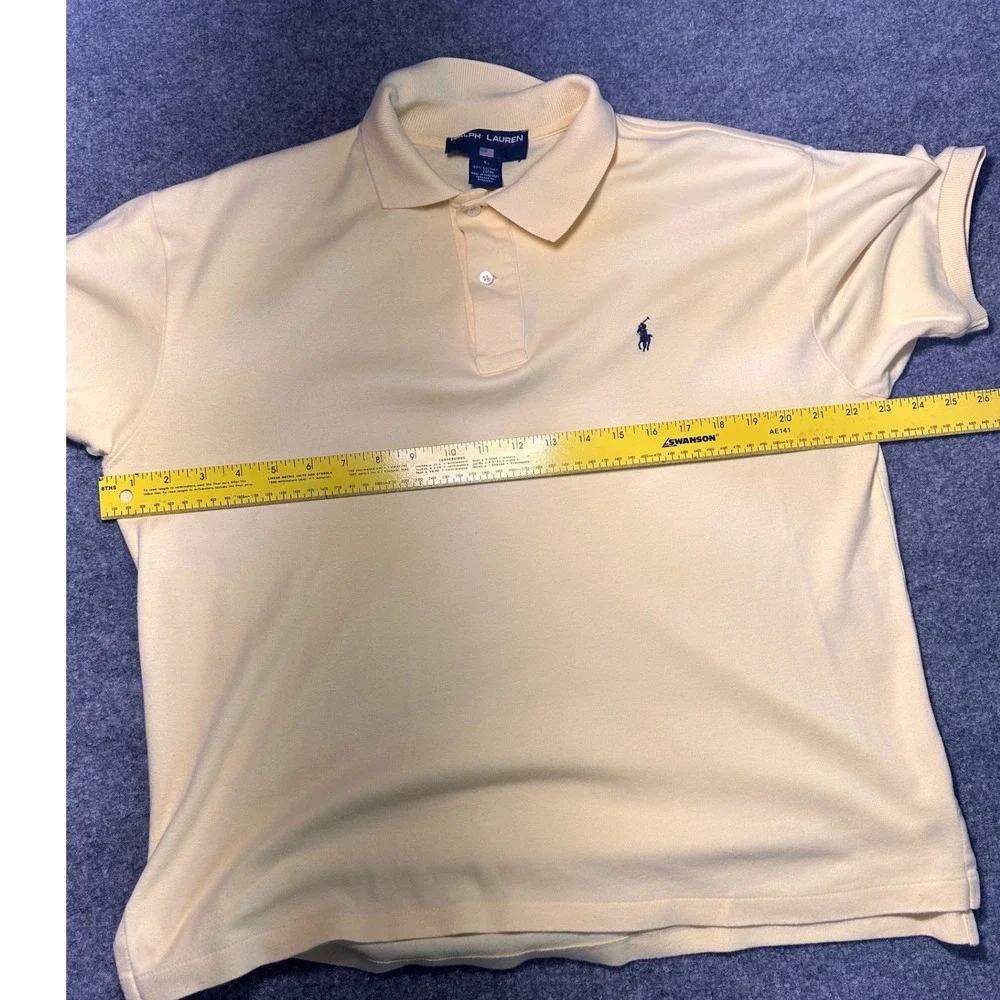 Ralph Lauren Polo Sport Mens Large Yellow Short Sleeve Pique Polo Shirt